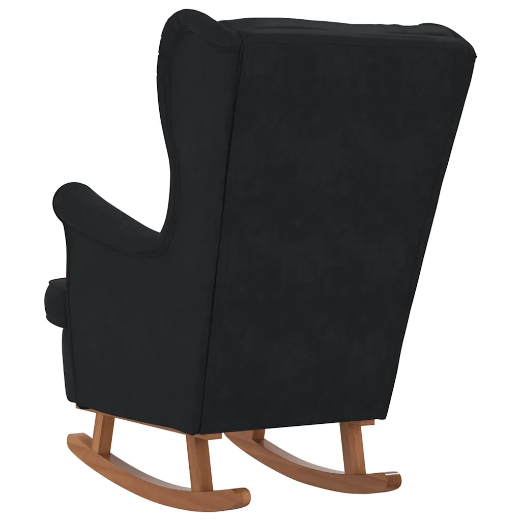 Sedia a dondolo con schienale alto in velluto nero CFW9275492