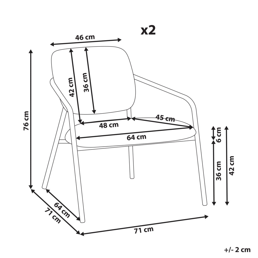 Set di 2 poltrone in tessuto bianco sporco Gambe in metallo con braccioli Soggiorno moderno