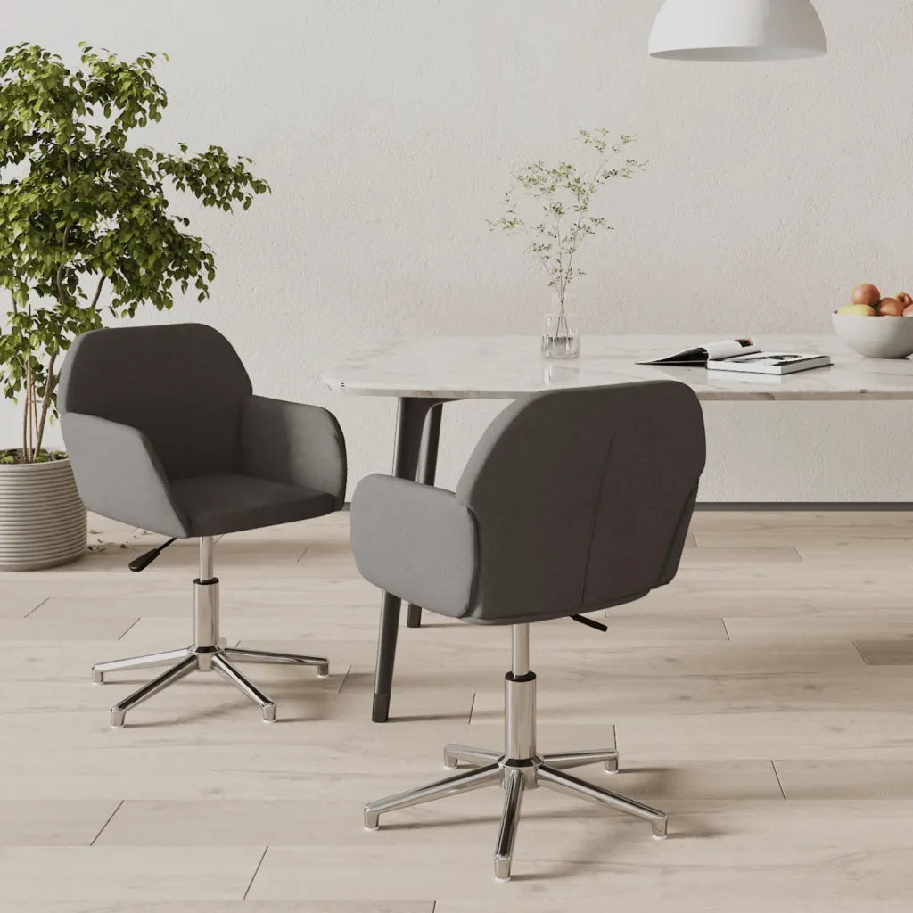 Sedie da Pranzo Girevoli 2 pz Grigio Scuro in Tessuto 3103031