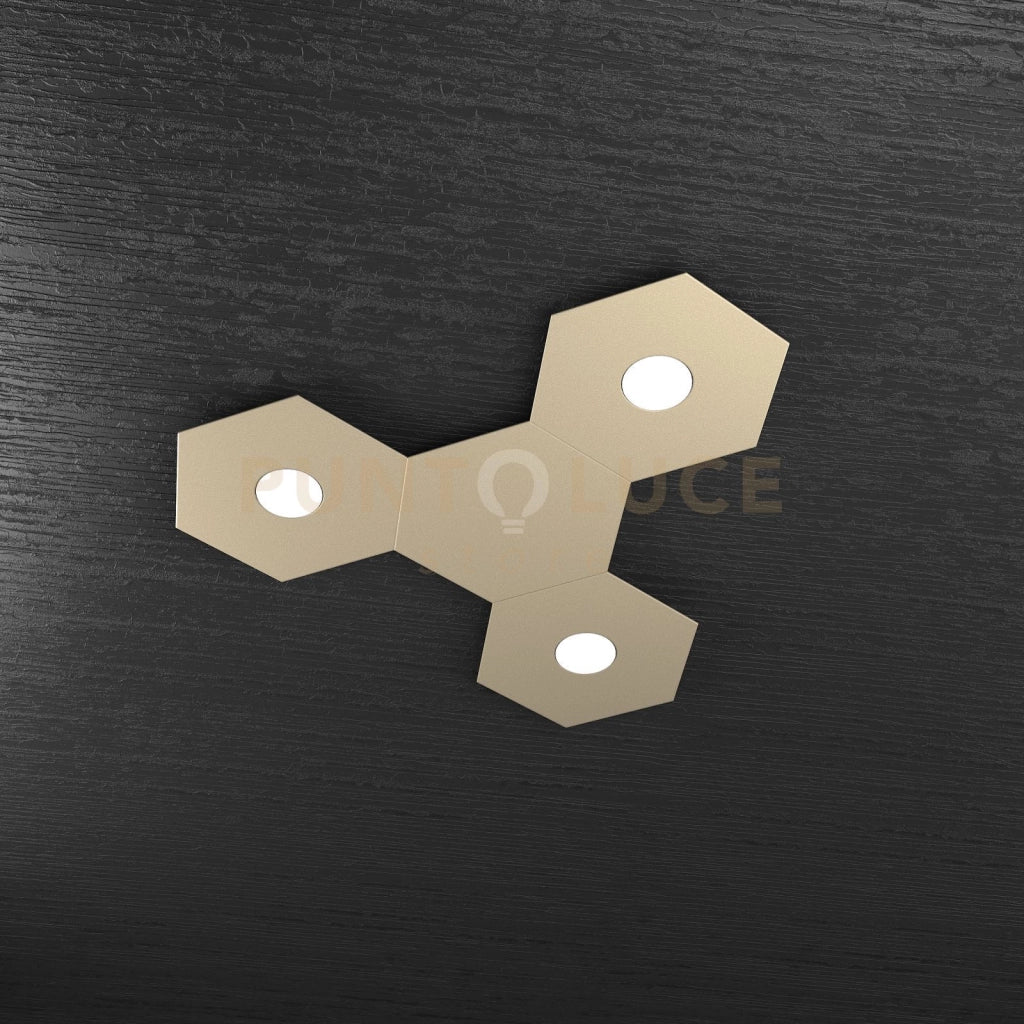 HEXAGON APPLIQUE-PLAFONIERA 3 LUCI + 1 DECORATIVO SABBIA 1142-3L1D-SA