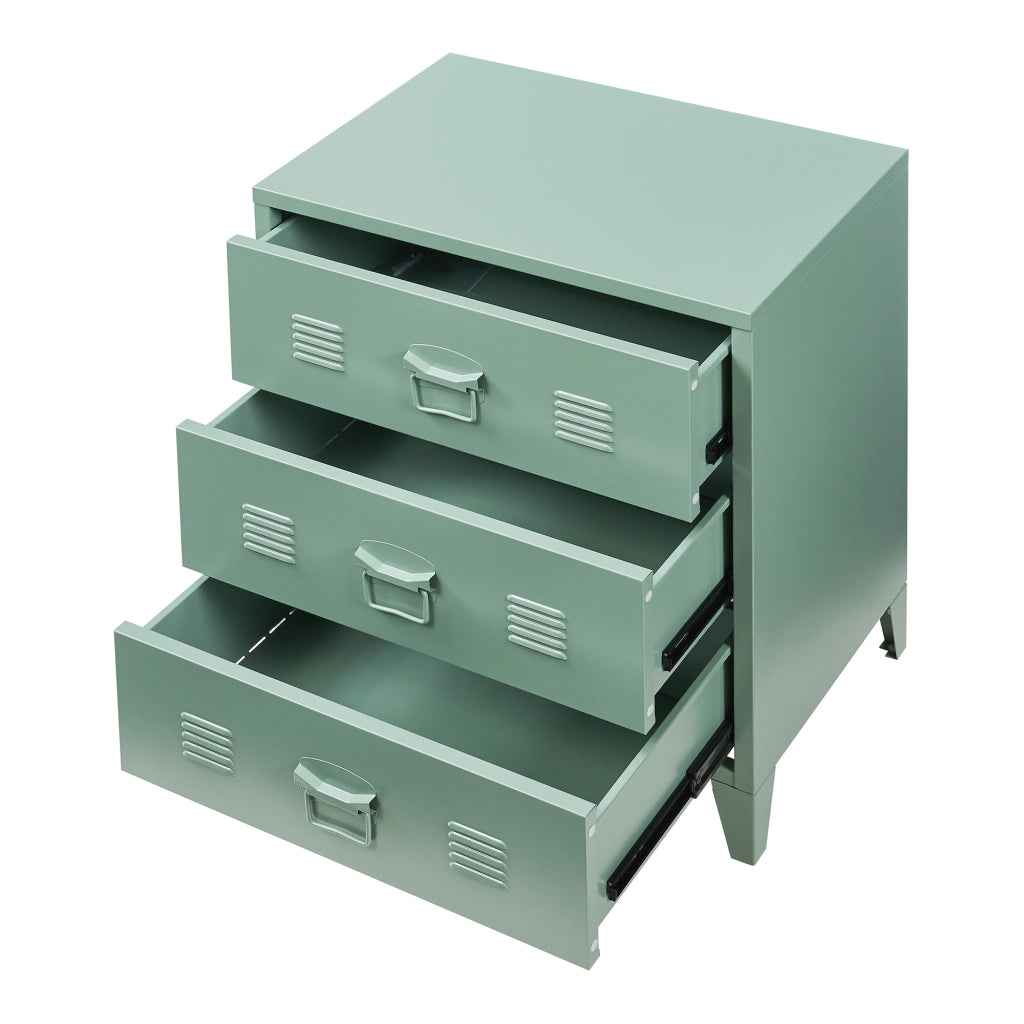 Cassettiera Hämeenlinna Comò in Acciaio con 3 Cassetti 72 x 60 x 40 cm Verde opaco [en.casa]
