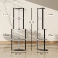 Lampada da terra con ripiani ad angolo 4 livelli, LED dimmerabile, 55,5 x 39,5 x 163 cm, Nero
