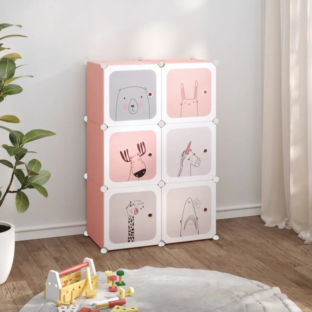 Scaffale Portaoggetti per Bambini con 6 Cubi Rosa in PP CFW1307165