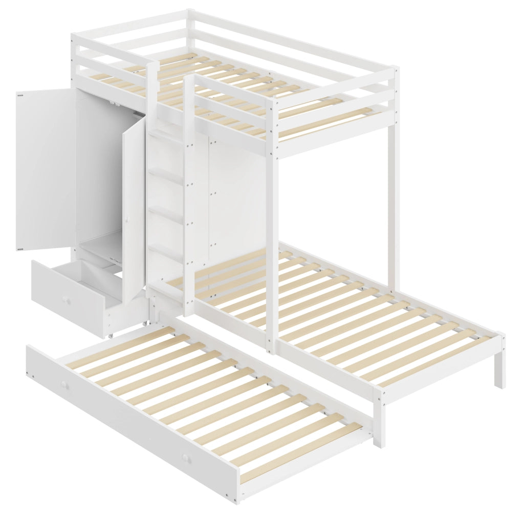 LETTO A CASTELLO con letto estraibile 90x200 cm legno bianco