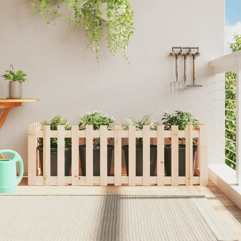 Fioriera da Giardino a Recinzione-Vaso da Esterno 150x50x50cm in Massello Pino