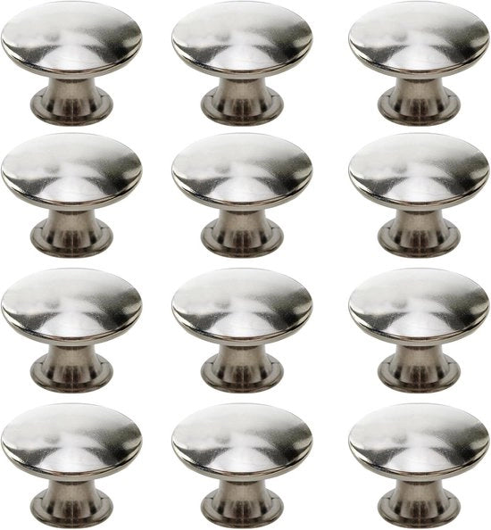 12 Maniglie per Cucina, Ladigreca Ronde Vintage, Piccoli Pulsanti in Metallo per Mobili, Bagno 30x21mm, Argento