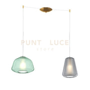 SOSPENSIONE OTTONE SAT. 2 LUCI SPOSTABILE VETRI ALPHA VE + GAMMA AM 1176OS-S2 S AG-MC