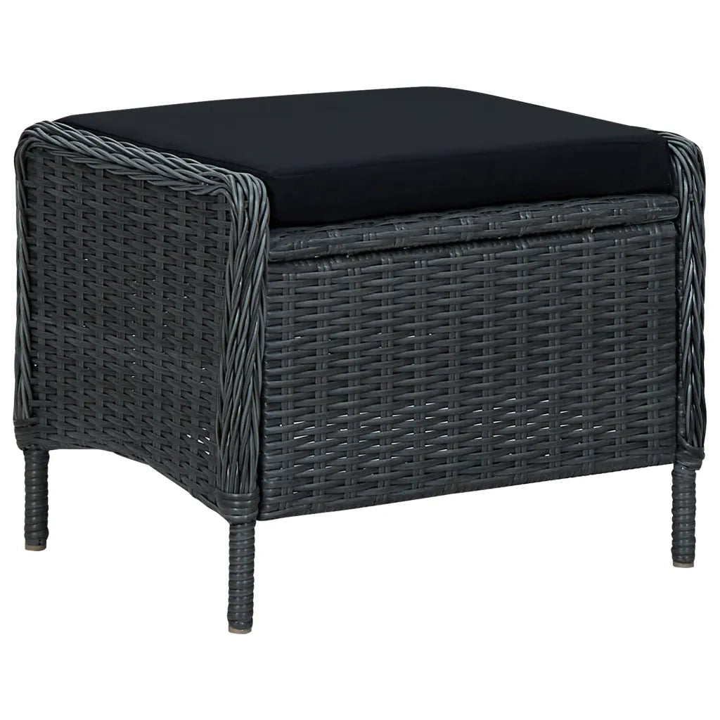 Set Divani da Giardino 2 pz con Cuscini Polyrattan Grigio Scuro cod mxl 42230