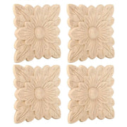 Accessori in legno per applicazioni 4 pezzi - Accessori per lavorazione del legno - Decorazioni per mobili - Accessori per porte da giardino - Legno in gomma ecológico - Stile europeo
