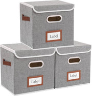 Set di contenitori opachi da 3 pezzi con coperchio - Organizzatori per spazi risparmiare - 28x28x28 cm - Grigio