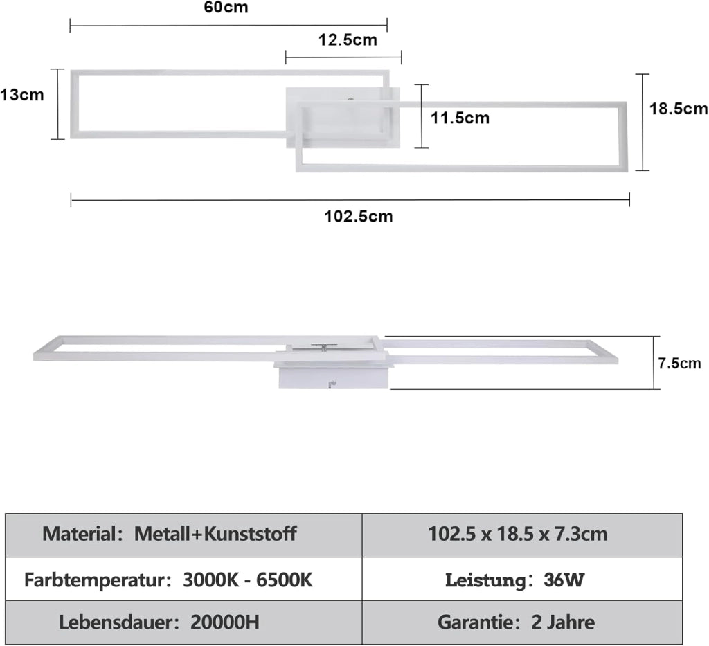 ZMH Lampada da soffitto plafoniera LED dimmerabile 36W moderna con telecomando per soggiorno