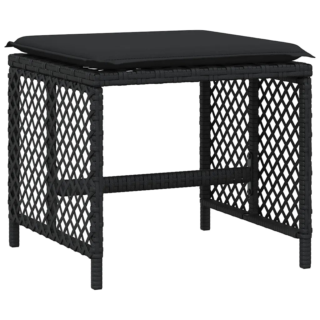 Set da Pranzo da Giardino 13pz con Cuscini Nero in Polyrattan 3210799