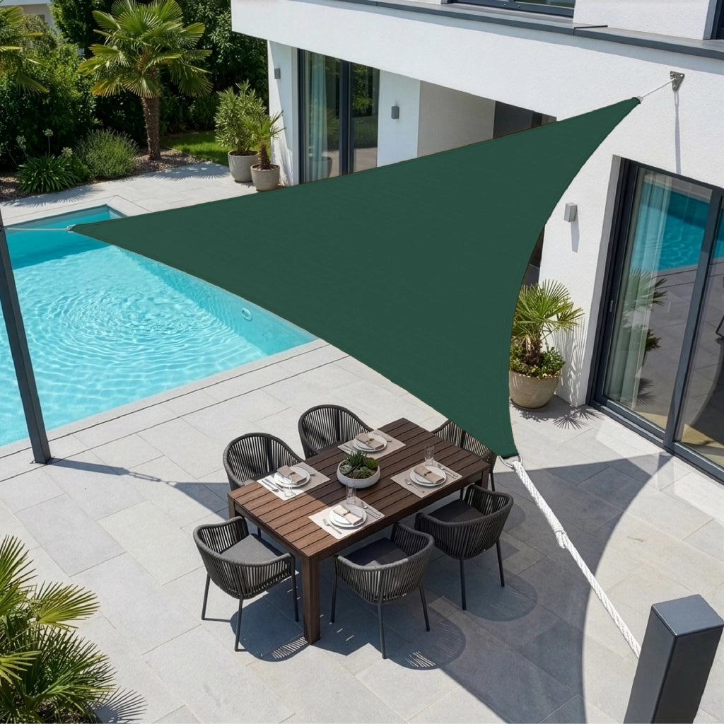 Tenda a Vela Ombreggiante Impermeabile con Anelli Rinforzati Copertura Sole per Giardino Terrazzo Balcone Patio Diverse Forme e Misure Verde - Triangolare3x3 Metri