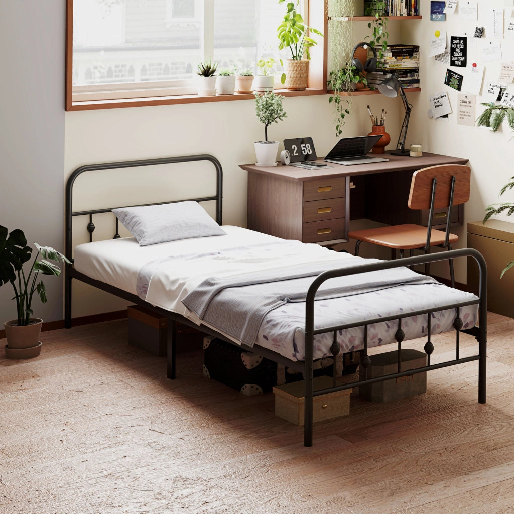 Telaio pieghevole in metallo nero per materasso 200x90 altezza 825 cm