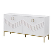 Credenza con 4 Ante e 2 Ripiani Regolabili; Design Geometrico Moderno; in MDF; 160??40??80;5 cm; Bianco