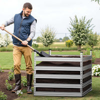Compostiera da giardino in metallo 100 x 100 x 90 cm per 900 litri di compost da rifiuti organici