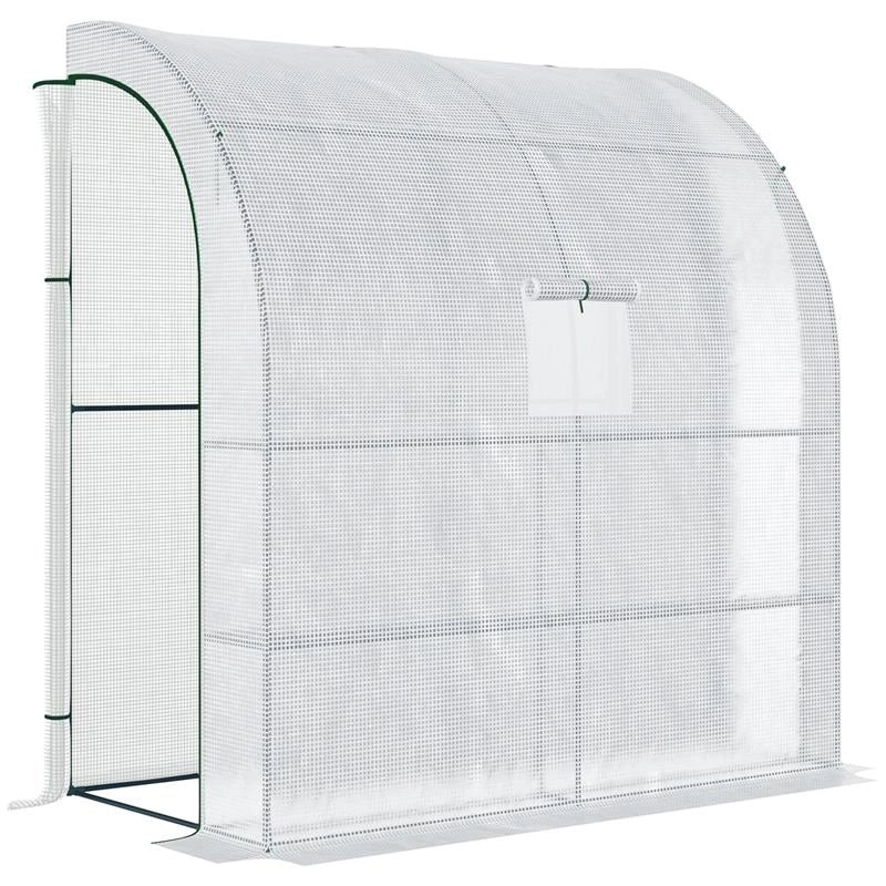 SERRA ADDOSSATA A 3 LIVELLI CON PORTE E FINESTRE AVVOLGIBILI, IN PE E ACCIAIO, 200X100X215 CM, VERDE E BIANCO