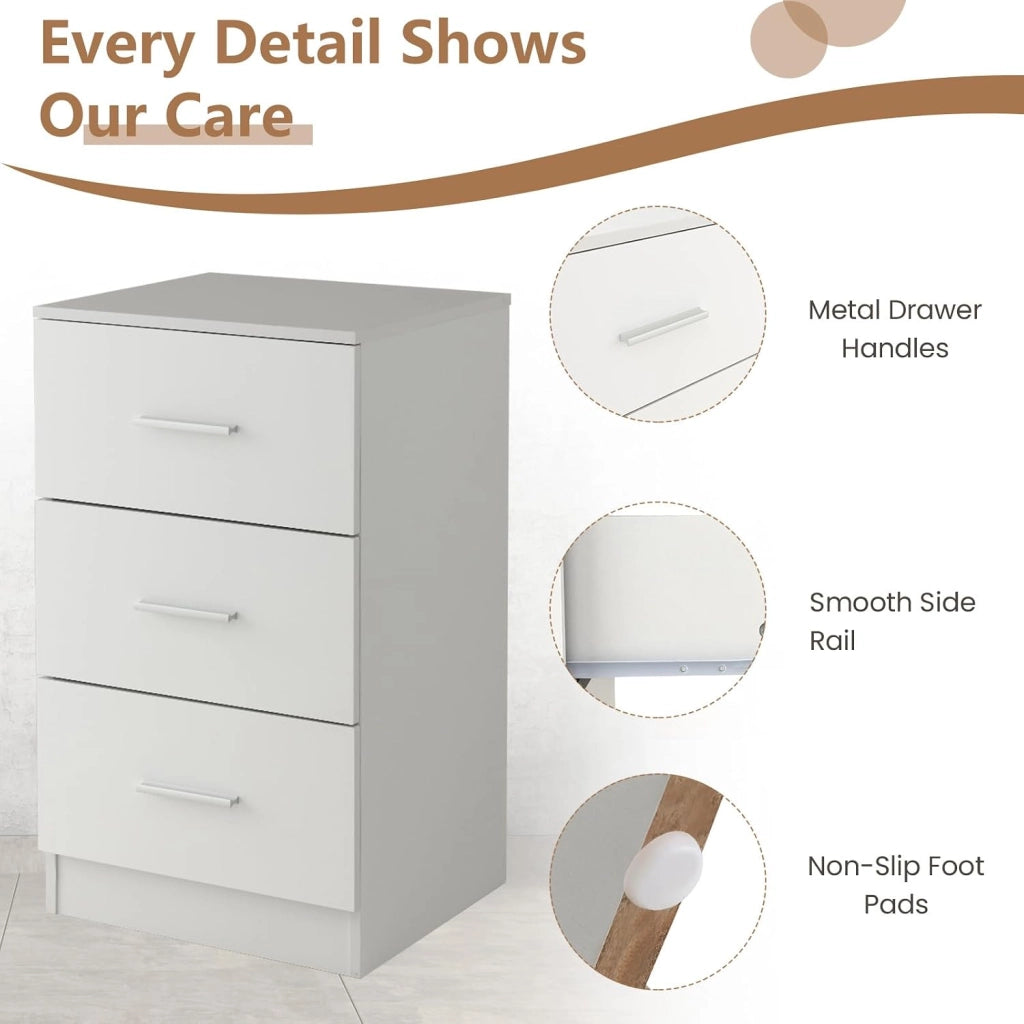 Cassettiera per ufficio con 3 cassetti, piccola commode multifunzionale con tappetino protettivo, classificatore con dispositivo anti-ribaltamento, 37 x 34 x 66,5 cm (Confezione da 2