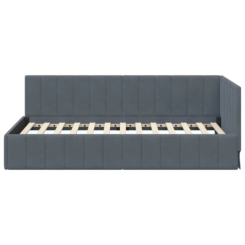 Cornice del letto ad angolo Grigio scuro 90 cm x 190 cm Velluto