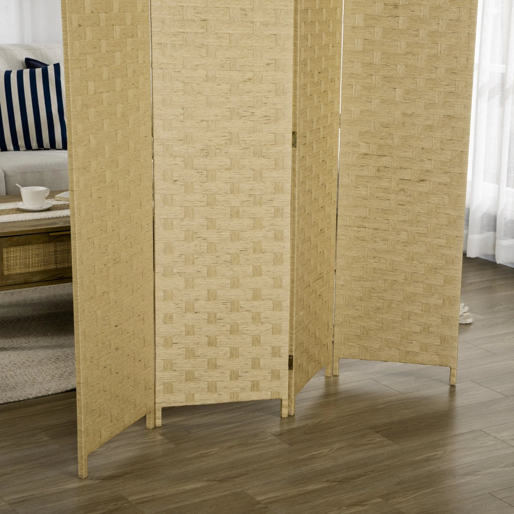 Paravento Separè 4 Ante H170 cm in Legno Marrone