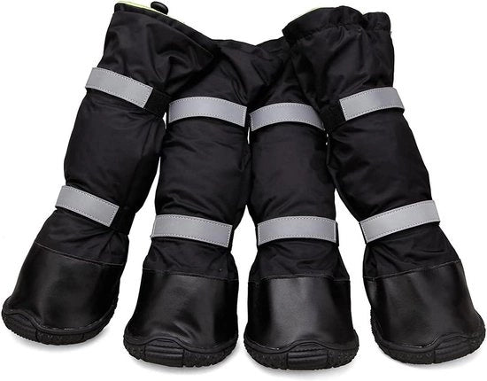 4 paia scarpe acqua resistenti per cani con suola riflettente e protezione antiscivolo - adatte per cani di piccola, media e grande taglia - nero