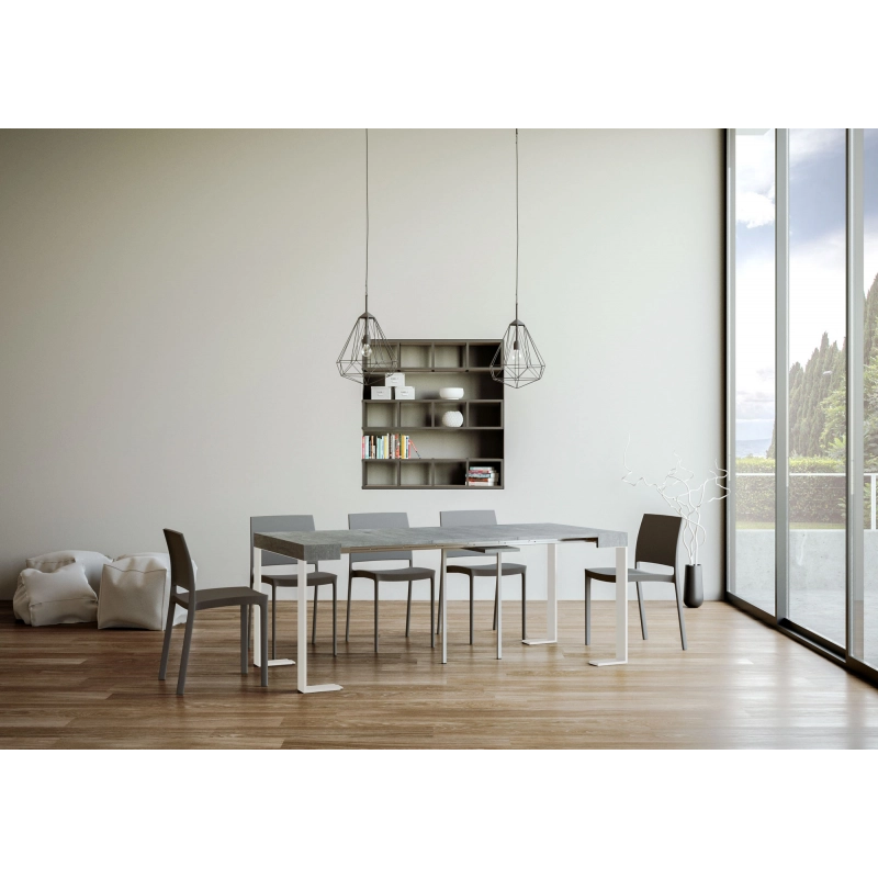 Consolle allungabile 90x40/300 cm Tecno telaio Bianco - Noce