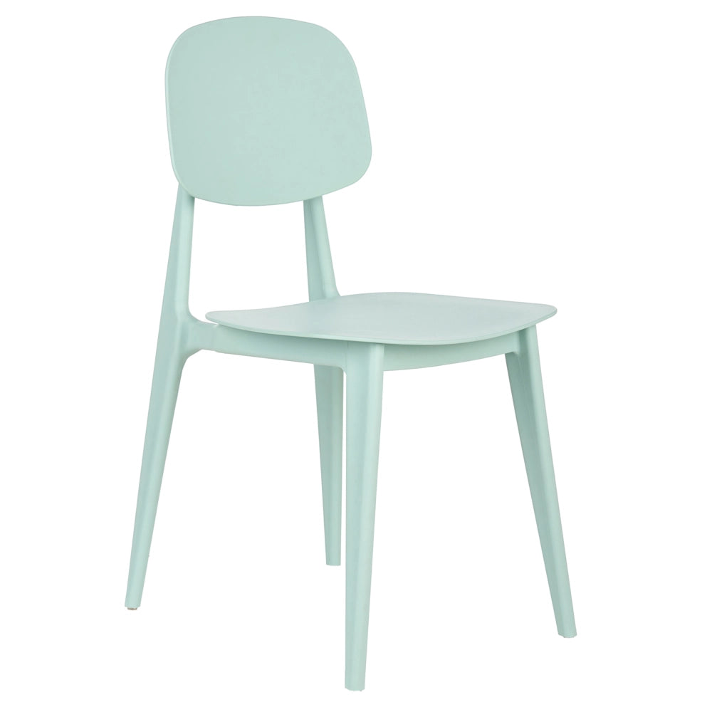 Set di 2 sedie da giardino verde menta in polipropilene leggero e resistente alle intemperie in plastica per interni e per esterni.