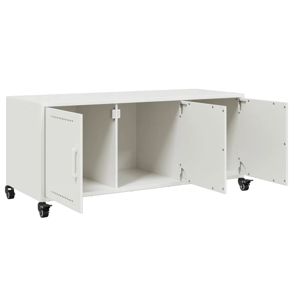Mobile TV Bianco 100,5x39x43,5 cm in Acciaio Laminato a Freddo