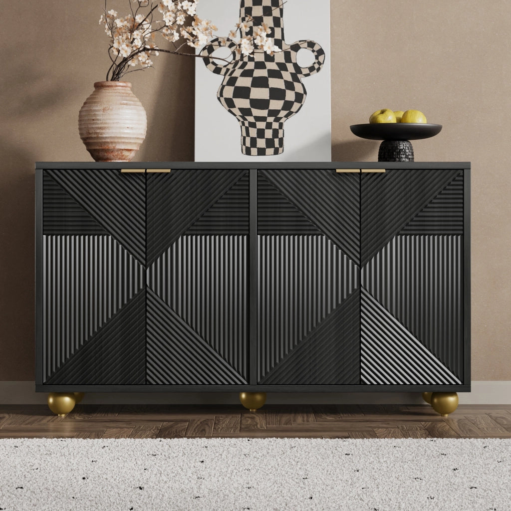 Credenza con Ante e Ripiani ¨C MINIMAL ¨C Legno, Gambe Sferiche