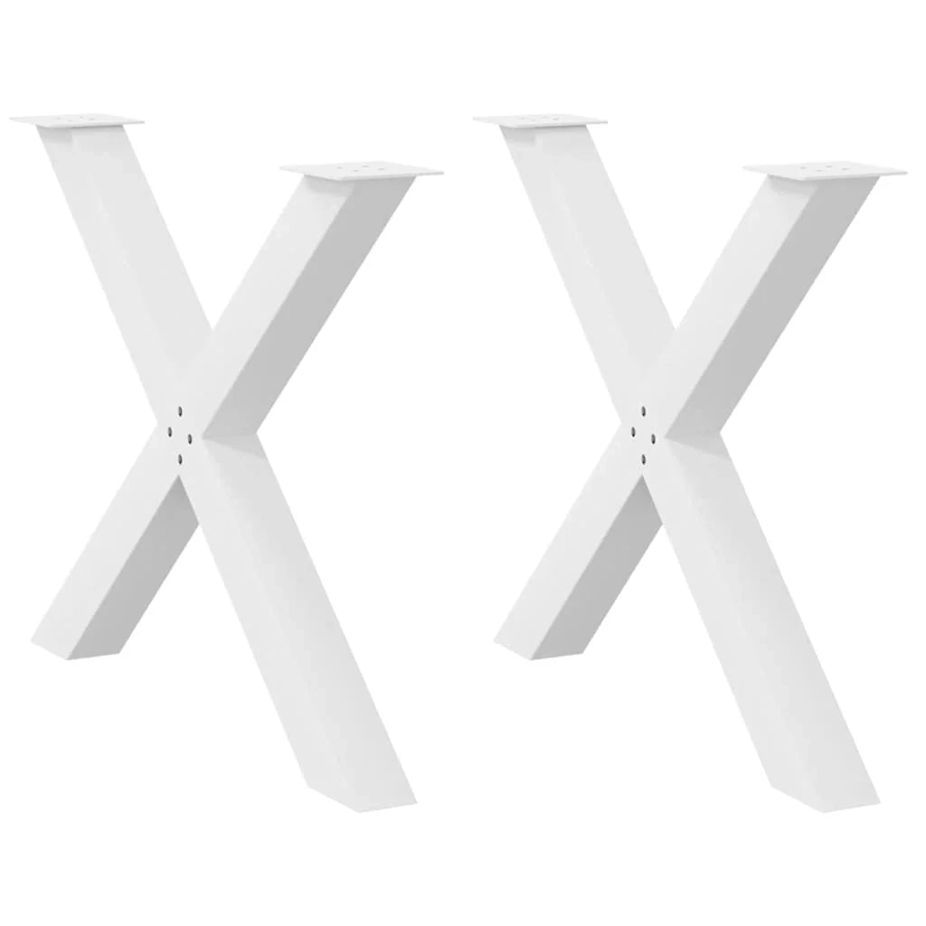 Set di 2 gambe per tavolo da pranzo a forma di X robuste e dal design moderno 90 x 73 cm acciaio bianco 02_0057257