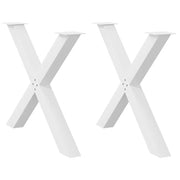Set di 2 gambe per tavolo da pranzo a forma di X robuste e dal design moderno 90 x 73 cm acciaio bianco 02_0057257