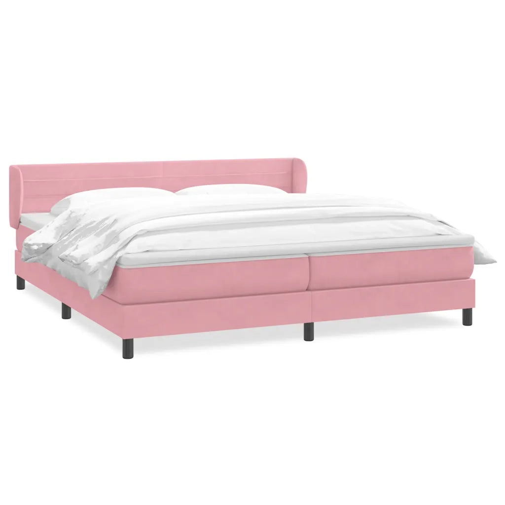 Giroletto a Molle con Materassi Rosa 180x210 cm in Velluto 3317624