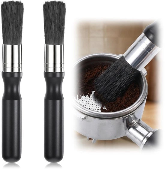 Set di spazzole per macchine da caffè 2 pezzi - Materiale in bambù ecologico - Manico ergonomico - Setole in nylon - Idonee per macchine da caffè - Sicure per apparecchiature delicate - Spazzola per caffè