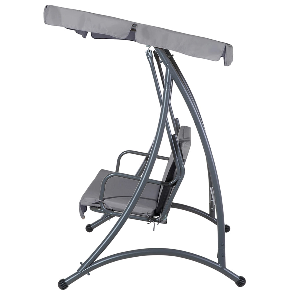 Altalena per patio con struttura in acciaio grigio chiaro a 3 posti