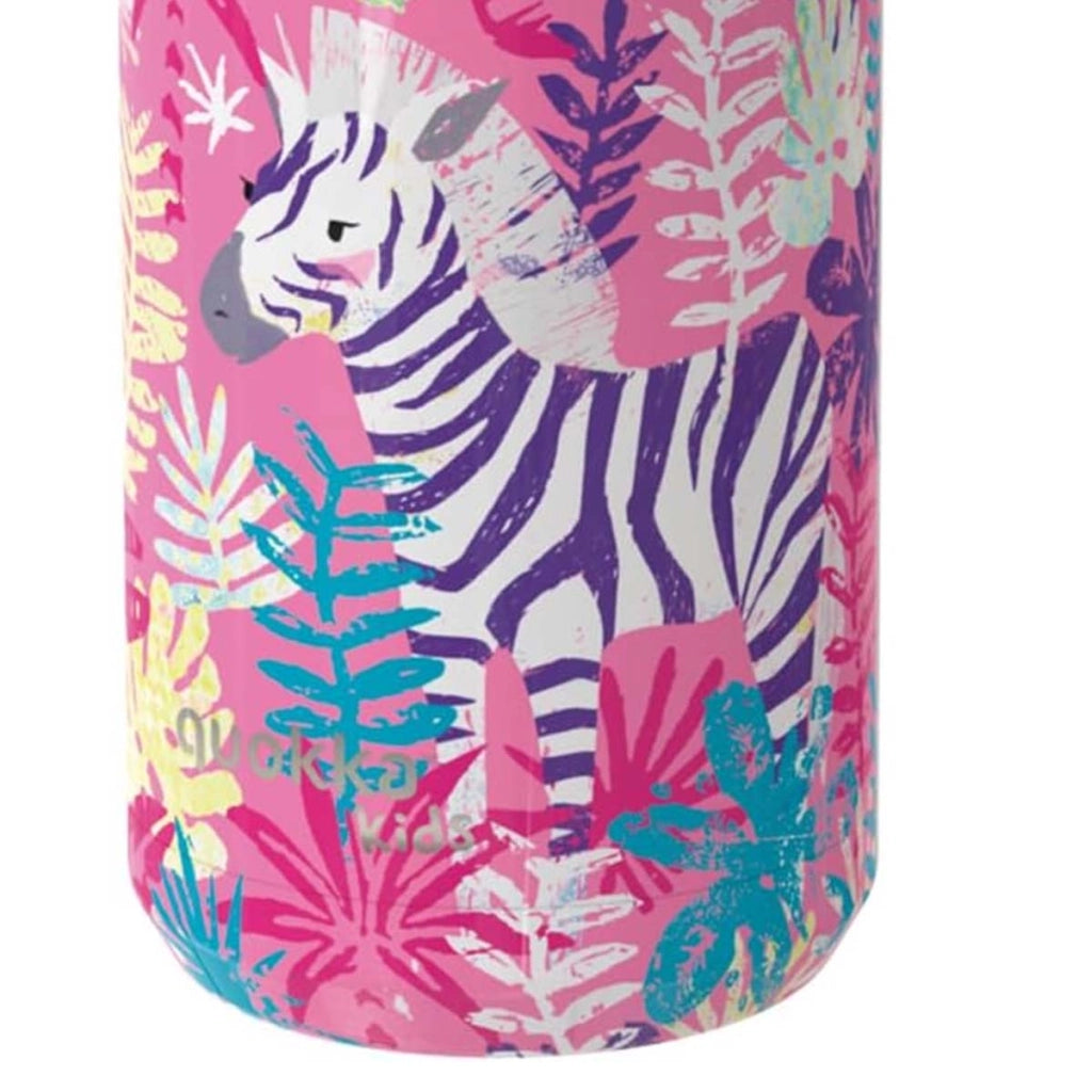 Bottiglia Termica 330ml Modello Solid Kids con Tracolla e Motivo Zebra Rosa Quokka