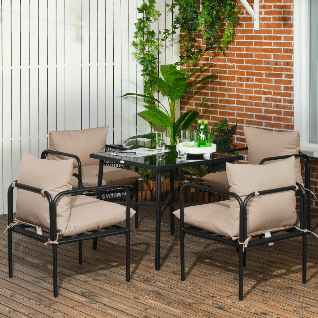 Set Giardino Tavolo Quadrato e 4 Sedie ¨C zephmum ¨C 5 Pezzi con 4 Cuscini