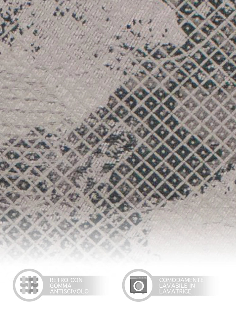 Tappeto Arredo Moderno Morbido in Ciniglia Ingresso Antiscivolo Prodotto Italiano  Soggiorno Camera Salotto Disegni Piazzati Cotone Varie Misure Grande Ginko/Perla - 140x200 cm