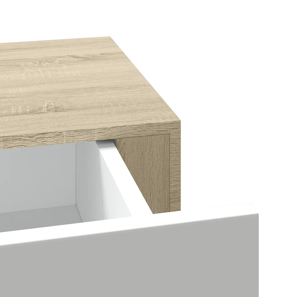 Mensola a muro con cassetti in rovere e bianco 40x23,5x10 cm MDF 330249