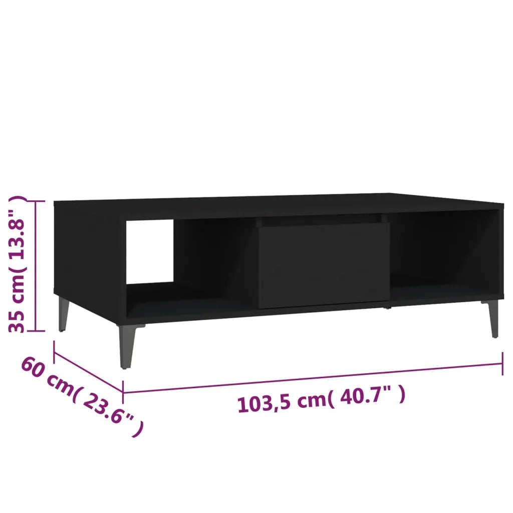 Tavolino da Salotto Nero 103,5x60x35 cm in Legno Multistrato 806023