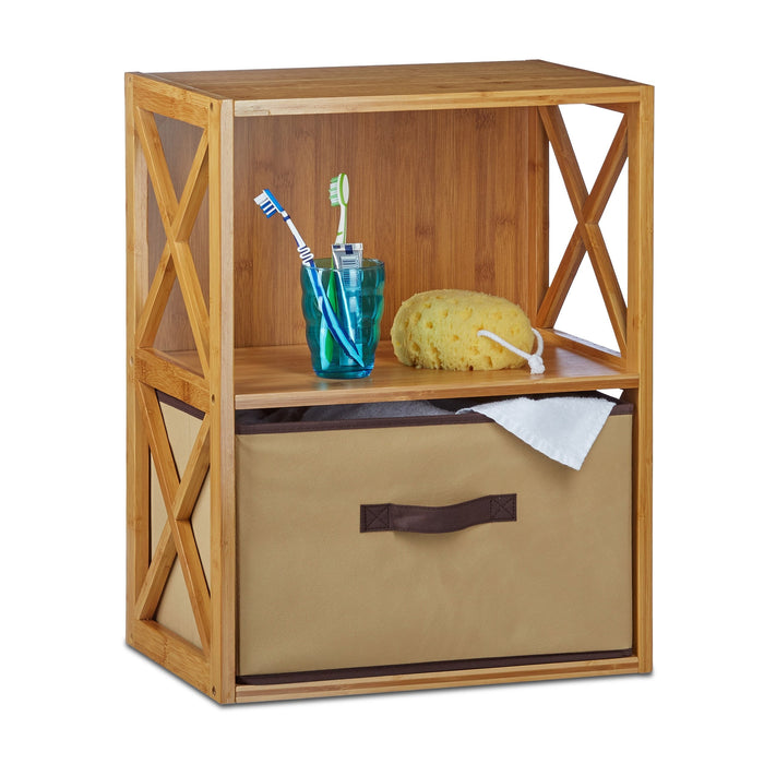 Mensola da bagno in bambù 2 livelli 54 x 42 cm 3213095