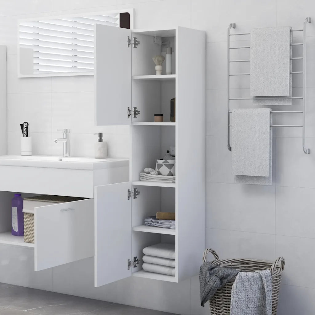 Armadio da Bagno Bianco 30x30x130 cm in Truciolato