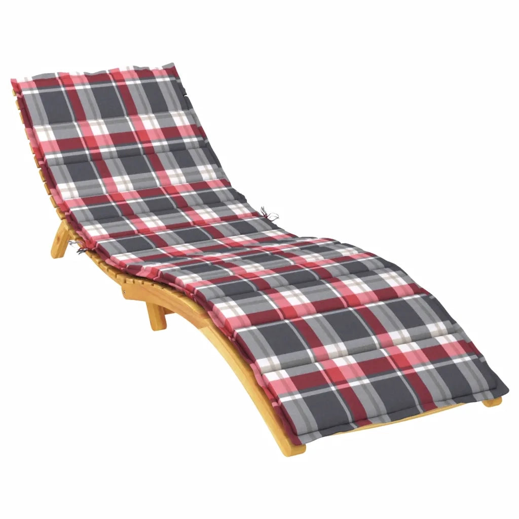 Cuscino per Lettino a Quadri Rossi 200x70x3 cm Tessuto Oxford 314231