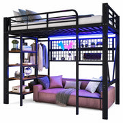 LETTO a soppalco 90x200 cm in metallo e MDF nero