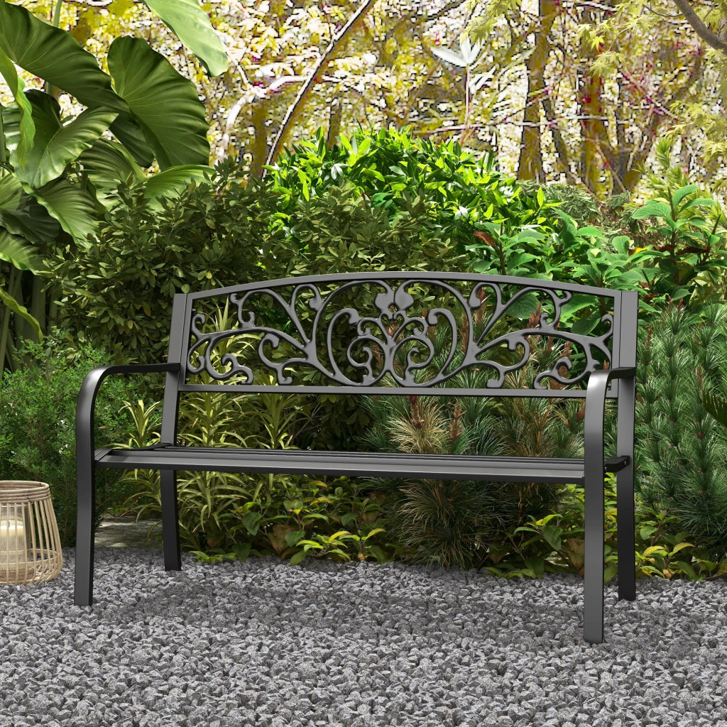 PANCHINA da giardino 2 posti 127x60x87 cm metallo nero