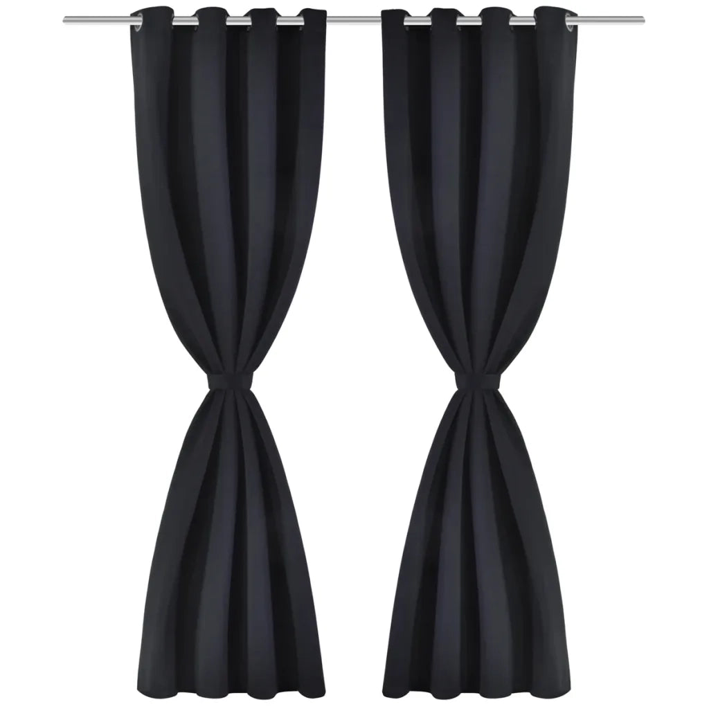 2 Pz Tende Oscuranti con Occhielli in Metallo 135x175 cm Nere 132199