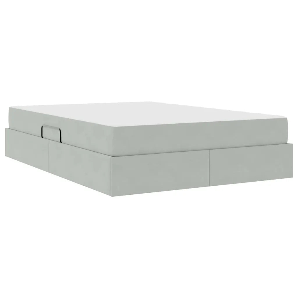 Letto con contenitore e materasso Grigio chiaro 140 x 190 cm 3399718