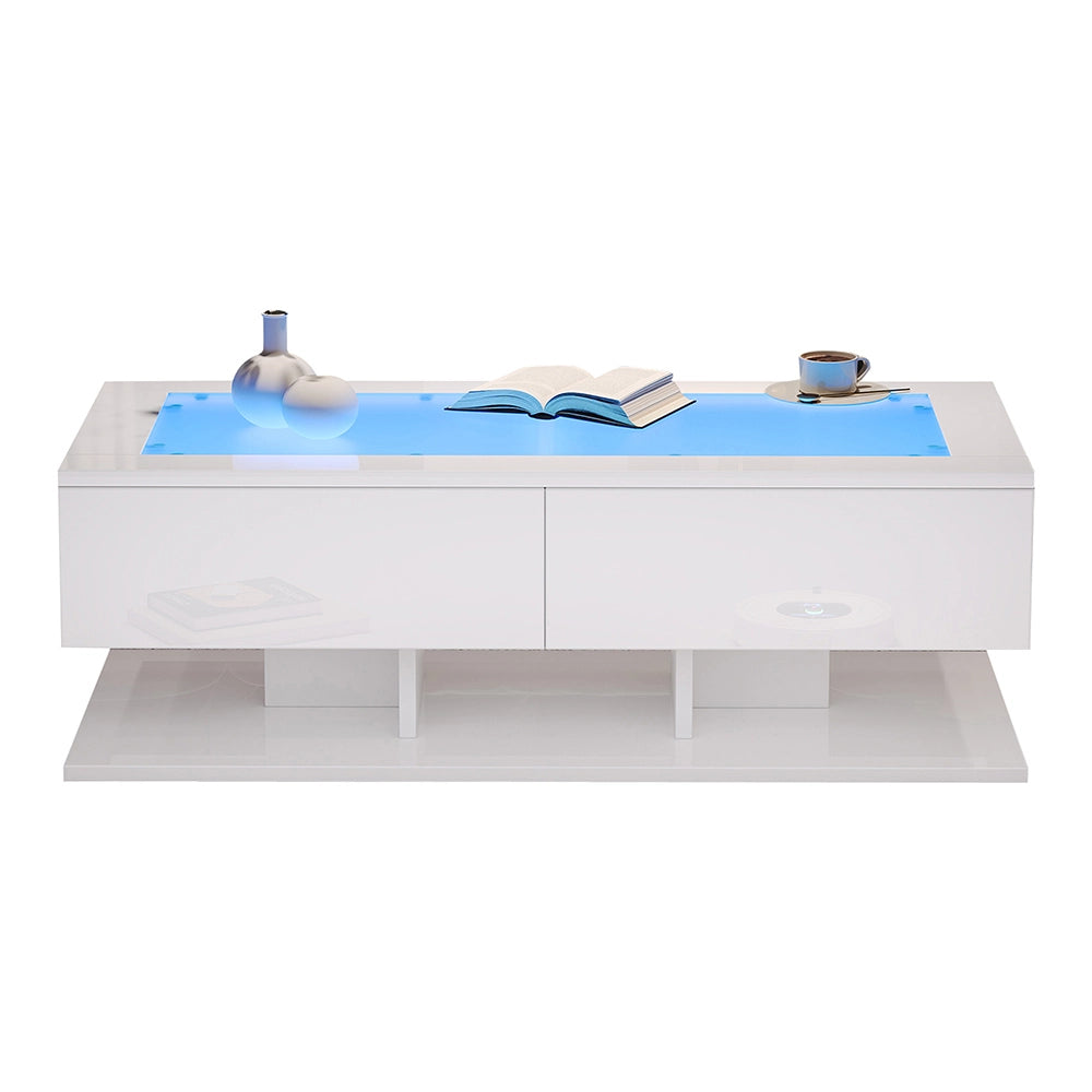 Tavolino design - Xylo - 100x50cm vetro LED bianco