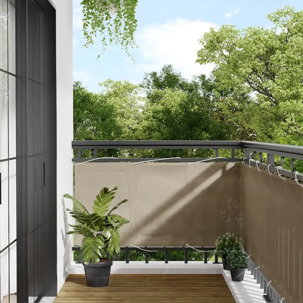 Paravento da Balcone-Pannello per balcone Tortora 75x800 cm 100% Poliestere Oxford