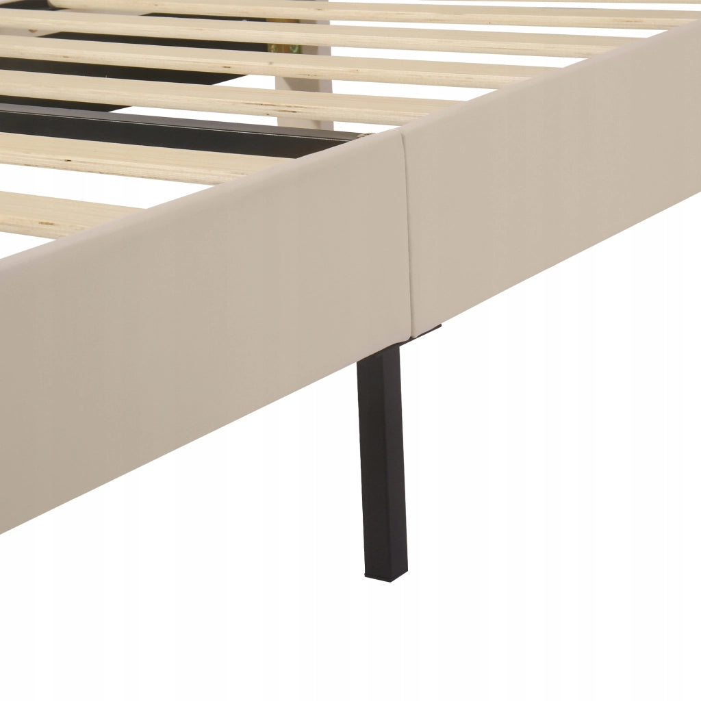Letto singolo 90x200 - Xylo - Beige, testiera regolabile, per ragazzi