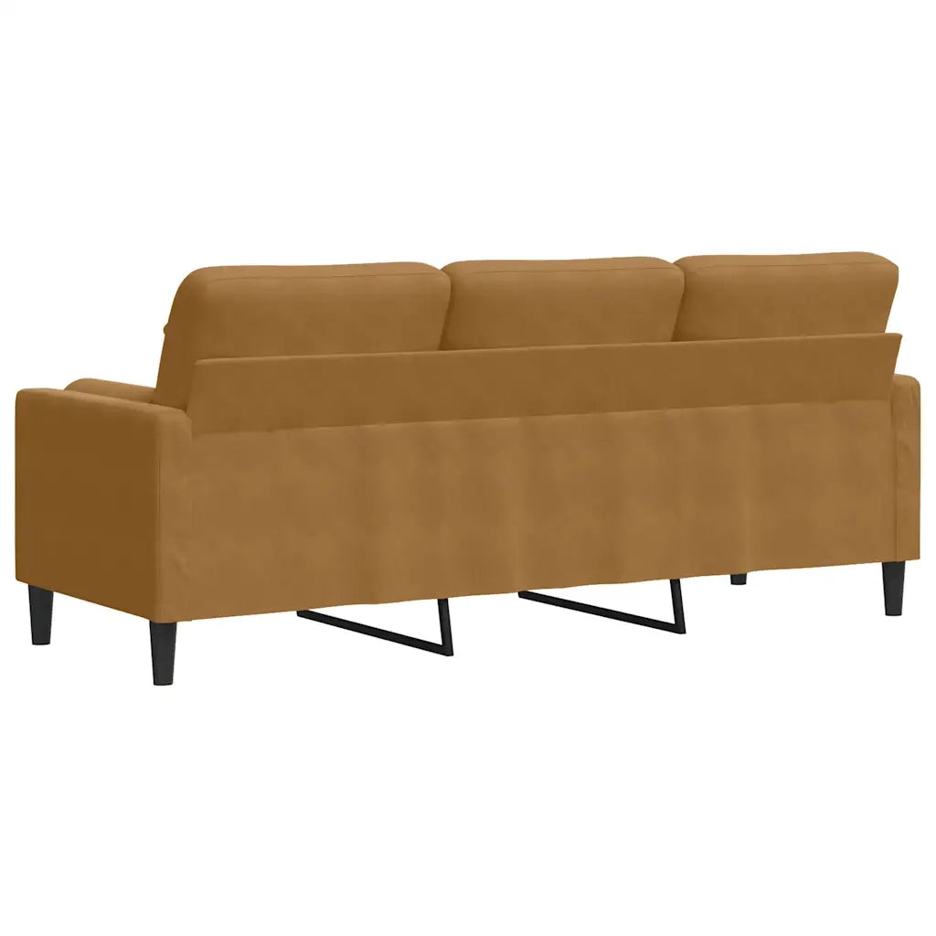 Divano a 3 Posti con Cuscini-Sofa 3 Posti con Cuscini Marrone 180 cm in Velluto 448305